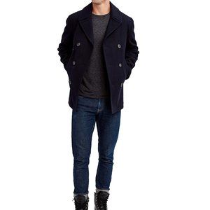 NWT Nautica Men's Classic Double Breasted Peacoat Dark Navy Size XXL $200 8C006